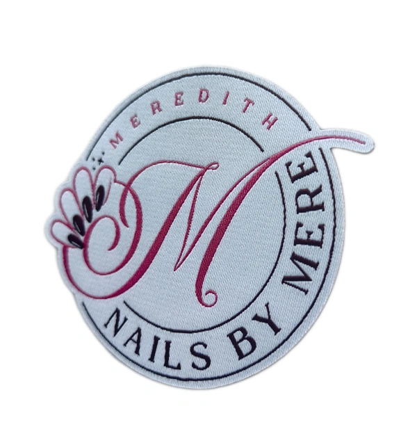 "Nails By Mere" Custom Woven Patch – Elegant Logo Design for Nail Salon Branding-Right Side