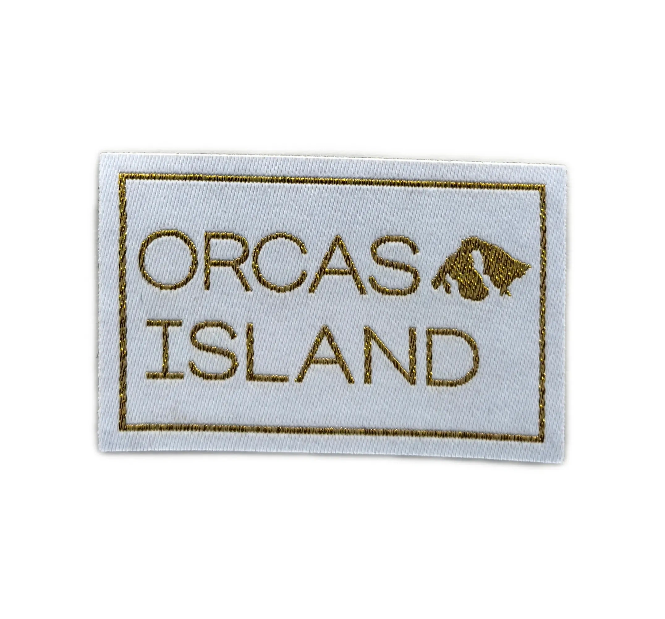 Orcas Island Woven Patch – Gold & White Travel Souvenir-Front Side