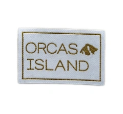 Orcas Island Woven Patch – Gold & White Travel Souvenir-Front Side
