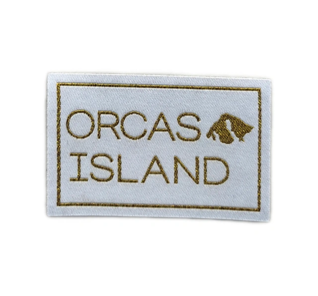 Orcas Island Woven Patch – Gold & White Travel Souvenir-Front Side