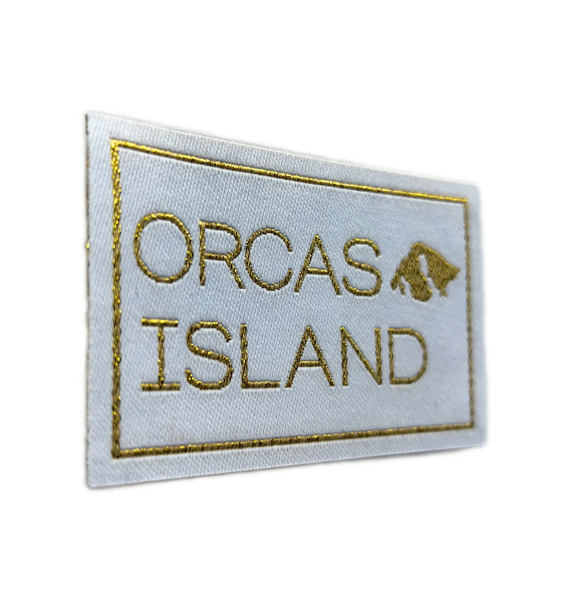 Orcas Island Woven Patch – Gold & White Travel Souvenir-Left Side
