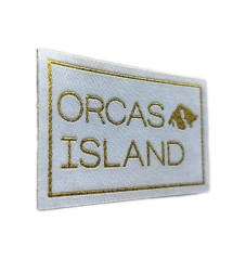 Orcas Island Woven Patch – Gold & White Travel Souvenir-Left Side