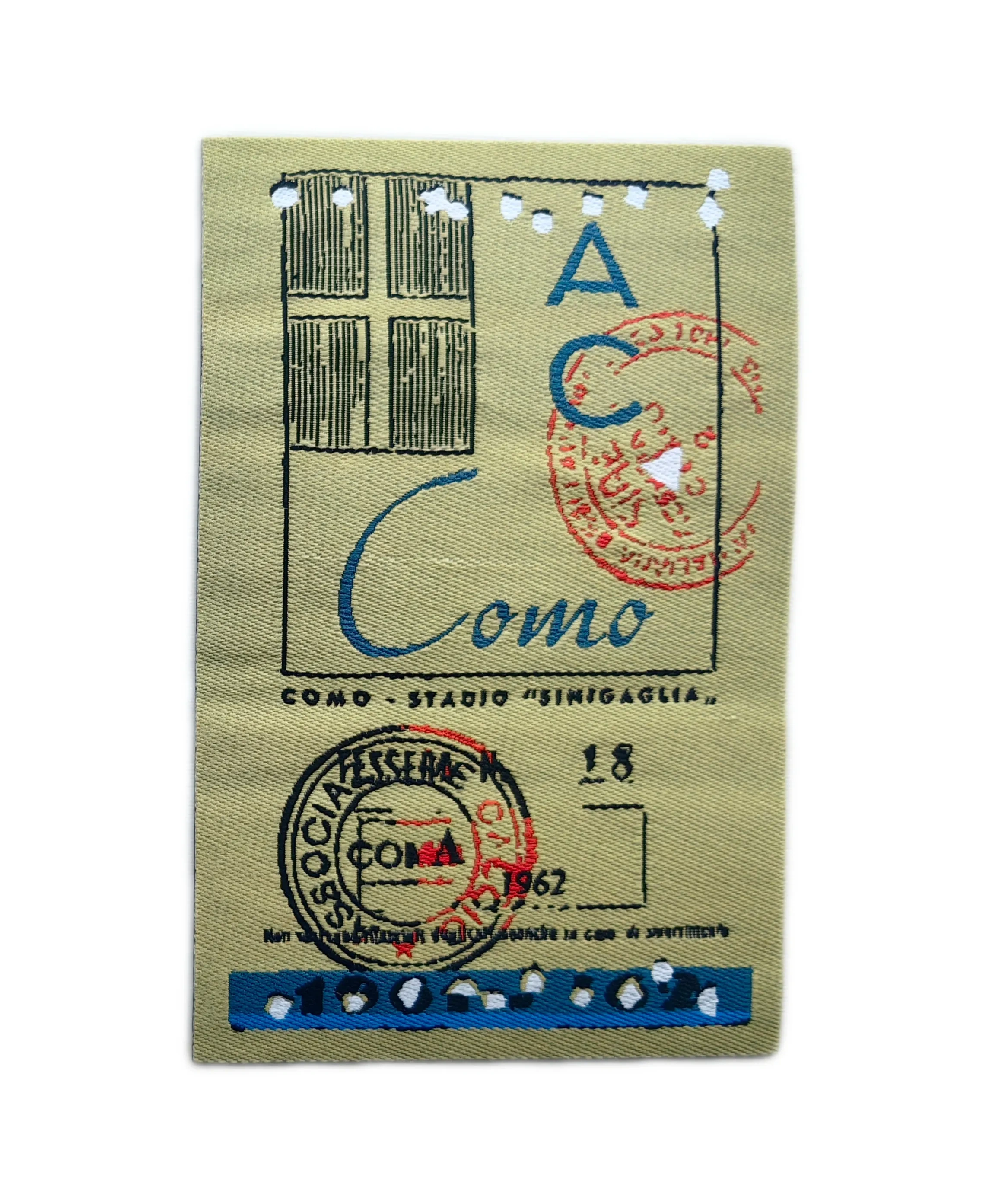 AC Como 1961-1962 Season Ticket Woven Patch – Vintage Football Memorabilia-Front Side