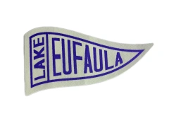 Lake Eufaula Oklahoma Woven Pennant Patch – Retro Travel Souvenir-Front Side