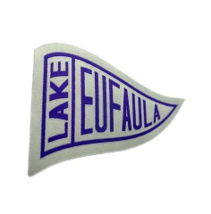 Lake Eufaula Oklahoma Woven Pennant Patch – Retro Travel Souvenir-Left Side