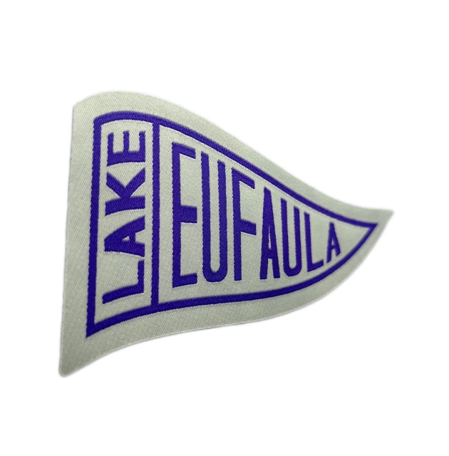 Lake Eufaula Oklahoma Woven Pennant Patch – Retro Travel Souvenir-Left Side