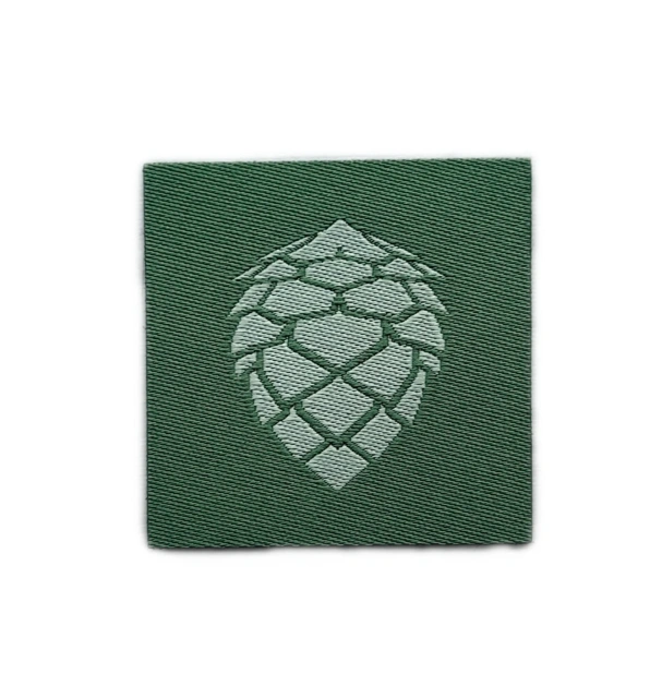 Custom Woven Hop Cone Patch – Minimalist Craft Beer Enthusiast Badge-Front Side