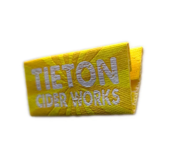 Custom Woven Labels for Apparel | Tieton Cider Works Branding Label-Left Side
