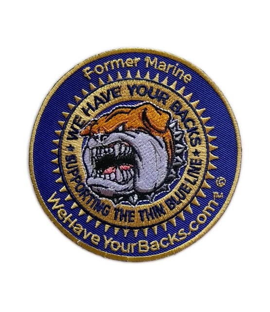 Embroidered "Former Marine" Patch with Bulldog Design-Front Side