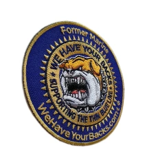 Embroidered "Former Marine" Patch with Bulldog Design-Left Side