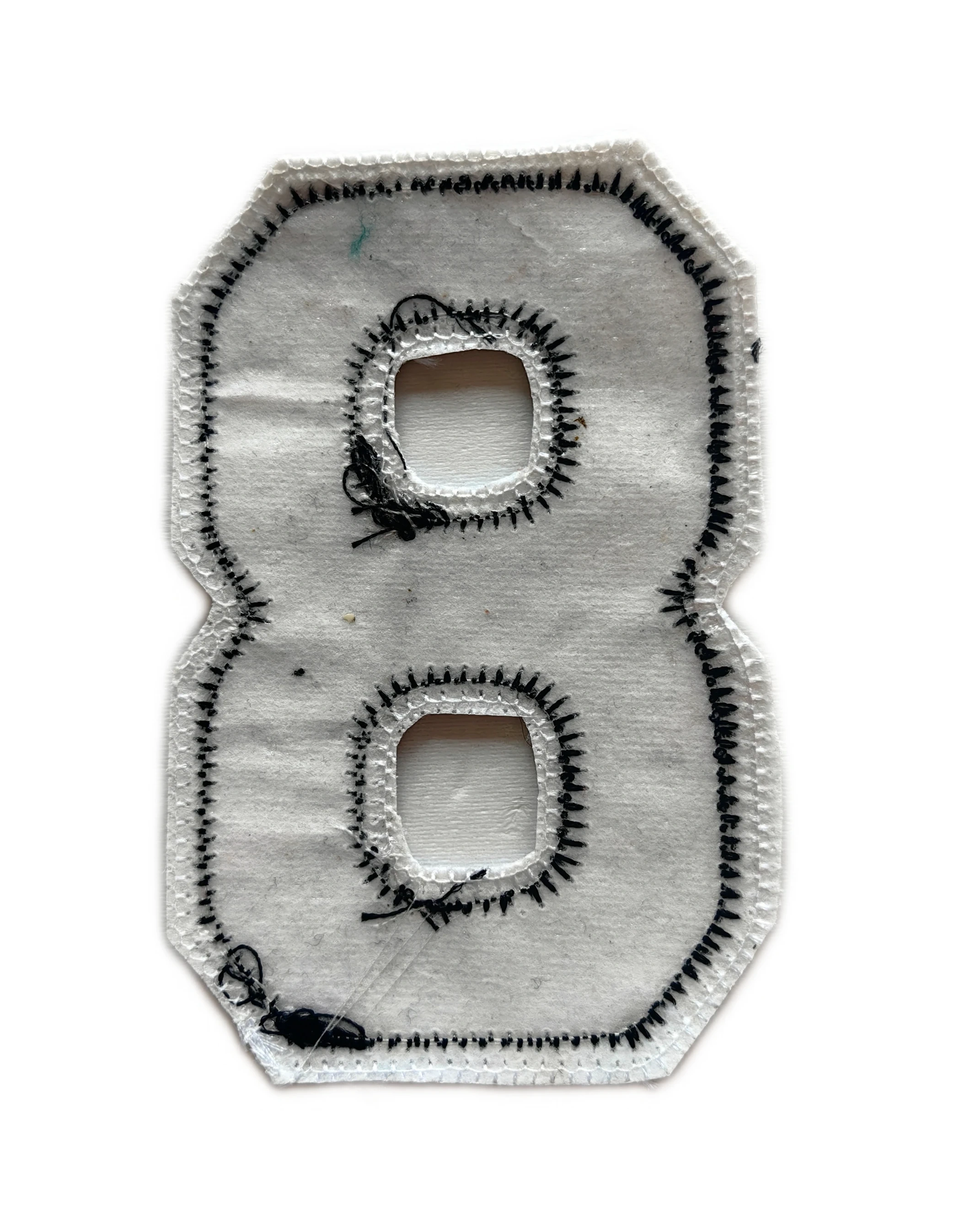 Varsity Number 8 Applique Patch - Premium Black & White-Back Side