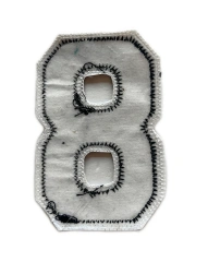 Varsity Number 8 Applique Patch - Premium Black & White-Back Side