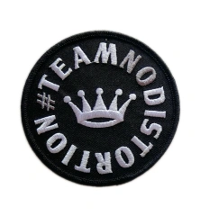 Team No Distortion Crown Embroidered Patch - Black & White-Front Side