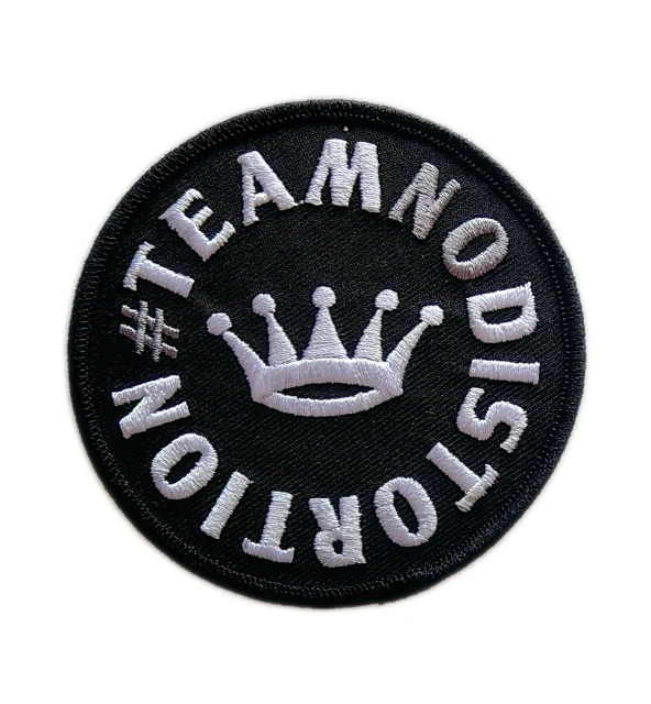 Team No Distortion Crown Embroidered Patch - Black & White-Front Side