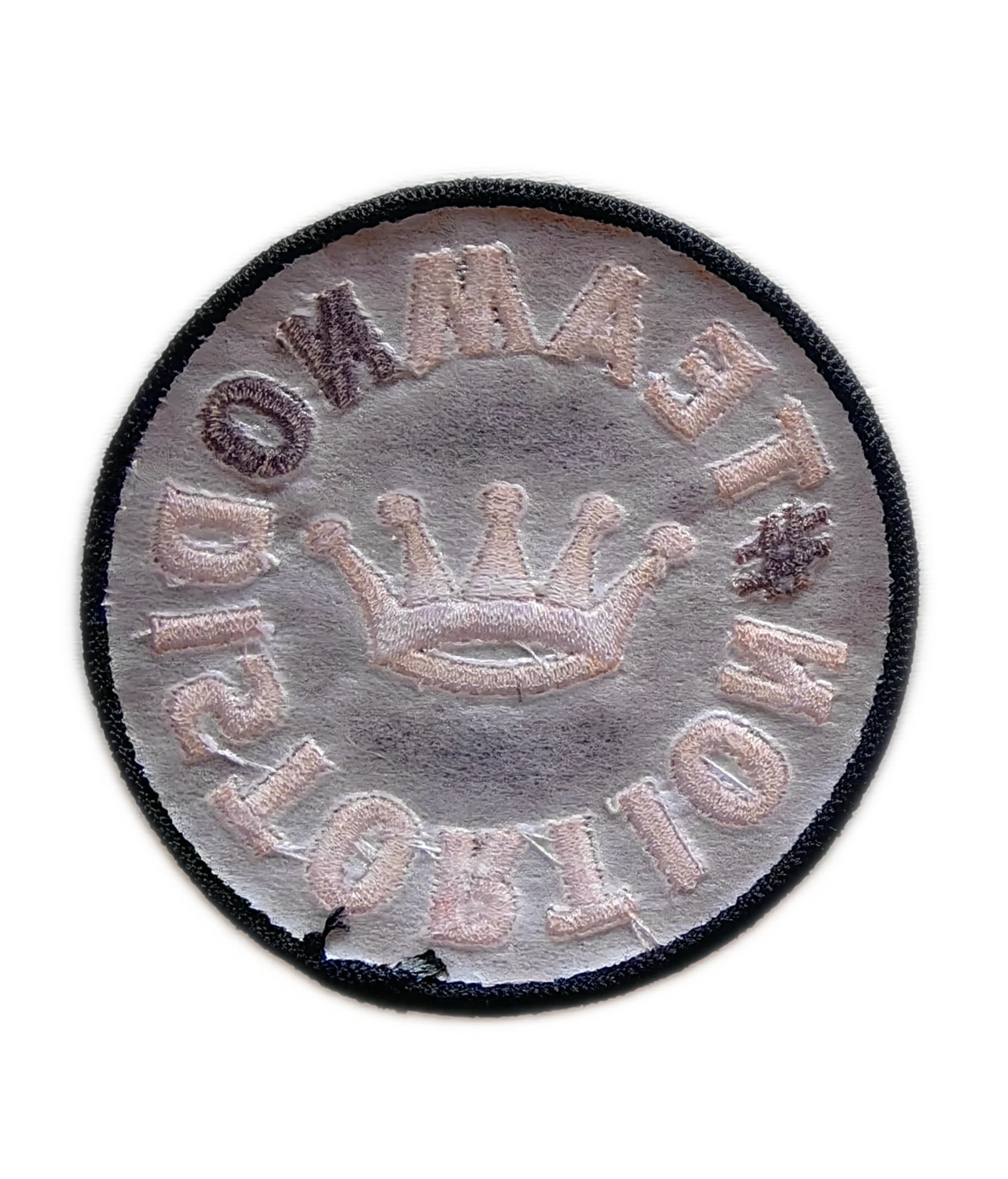 Team No Distortion Crown Embroidered Patch - Black & White-Back Side