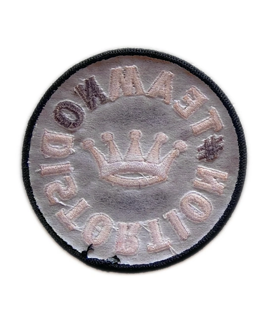 Team No Distortion Crown Embroidered Patch - Black & White-Back Side