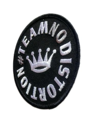 Team No Distortion Crown Embroidered Patch - Black & White-Right Side
