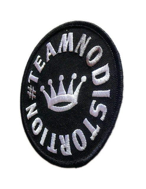 Team No Distortion Crown Embroidered Patch - Black & White-Right Side