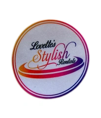 Lovette's Stylish Rentals Custom Circular Patch - 3" Laser Cut-Front Side