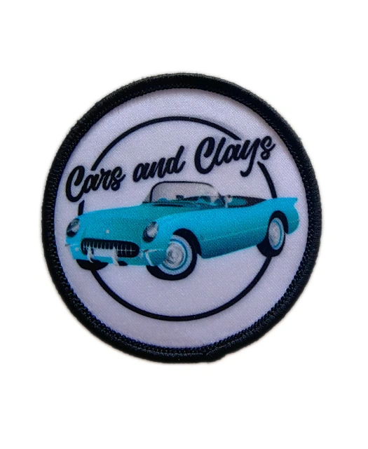 Cars and Clays Vintage Car Sublimated Patch - Teal Convertible-Front Side