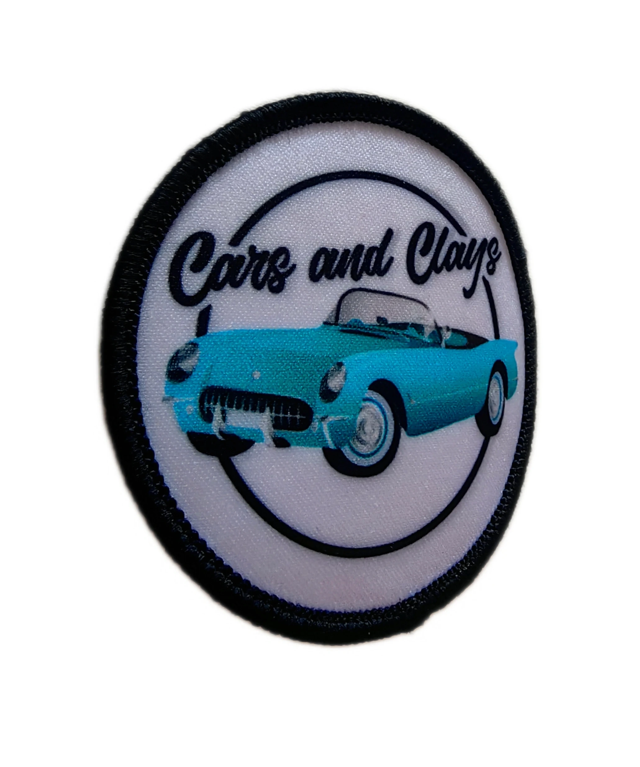 Cars and Clays Vintage Car Sublimated Patch - Teal Convertible-Left Side