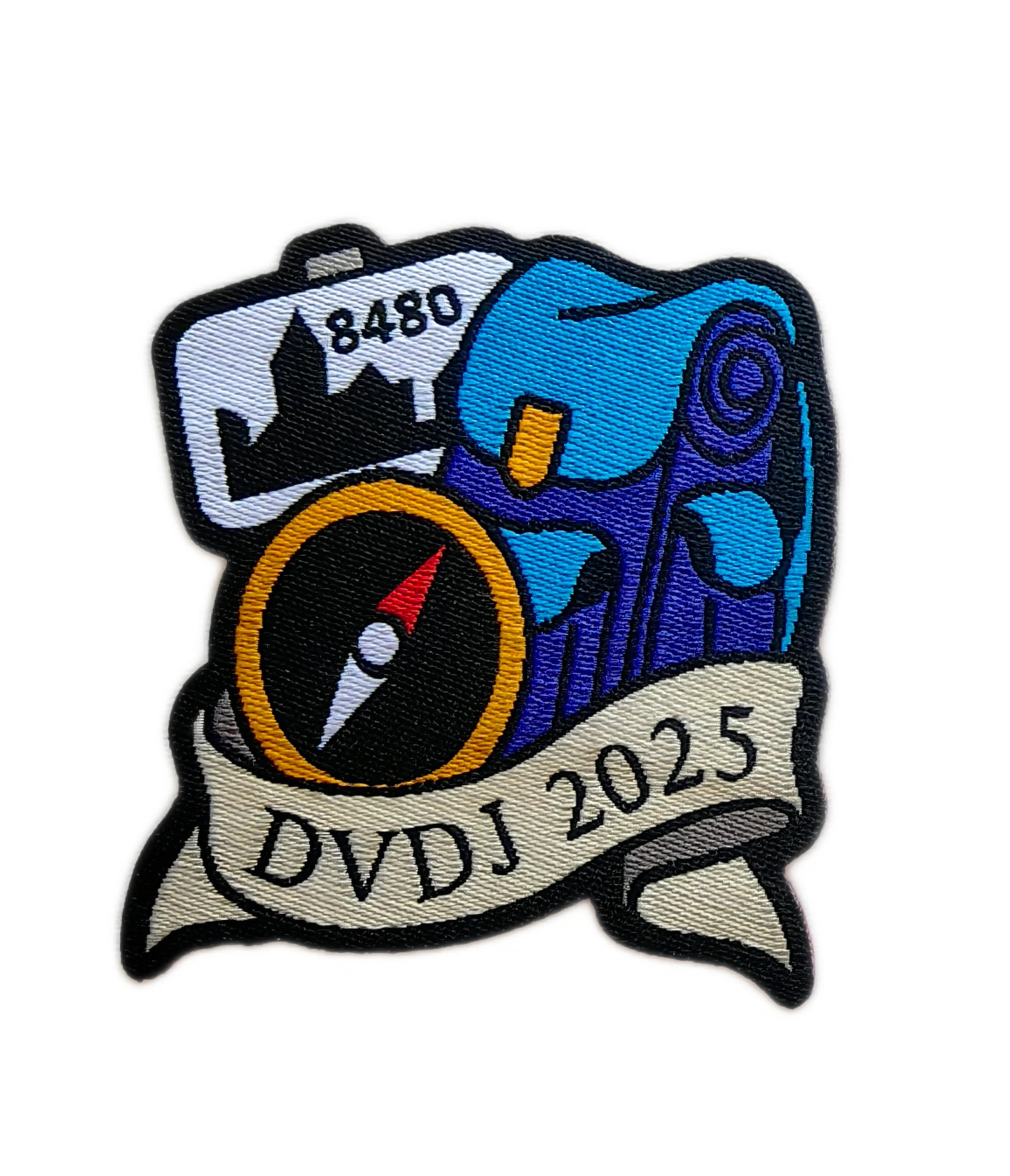 DVDJ 2025 Adventure Woven Patch - Compass & Backpack Design-Front Side