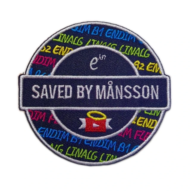 "Saved by Månsson" Custom Circular Embroidered Patch-Front Side