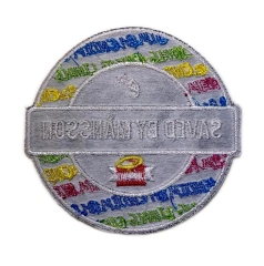 "Saved by Månsson" Custom Circular Embroidered Patch-Back Side