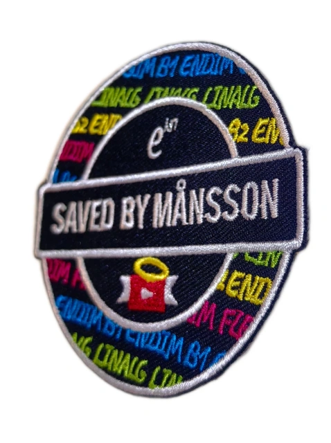 "Saved by Månsson" Custom Circular Embroidered Patch-Right Side