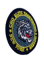Cho Elite Taekwondo Tiger Head Round Embroidered Patch-Left Side
