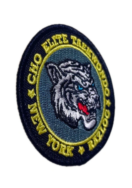 Cho Elite Taekwondo Tiger Head Round Embroidered Patch-Left Side