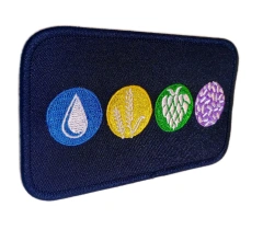 Four Elements Themed Embroidered Iron-On Patch with Black Merrow Border (4.5"W x 2.55"H)-Left Side