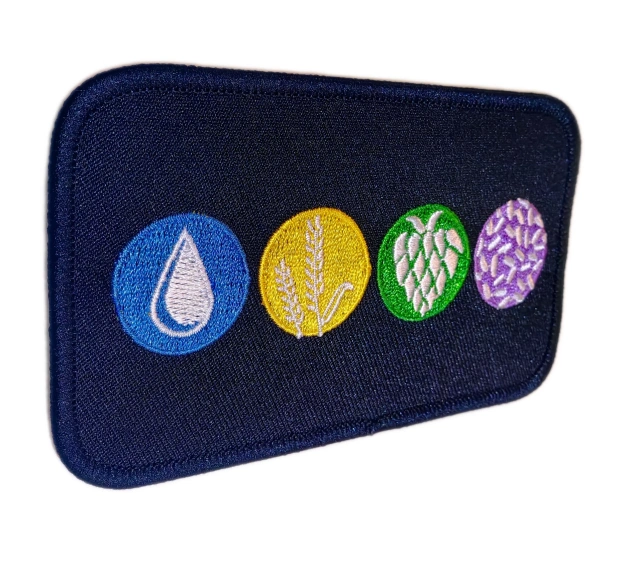 Four Elements Themed Embroidered Iron-On Patch with Black Merrow Border (4.5"W x 2.55"H)-Left Side