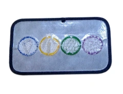 Four Elements Themed Embroidered Iron-On Patch with Black Merrow Border (4.5"W x 2.55"H)-Back Side