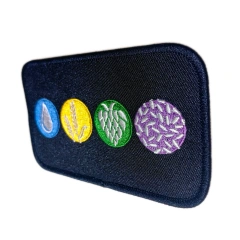 Four Elements Themed Embroidered Iron-On Patch with Black Merrow Border (4.5"W x 2.55"H)-Right Side