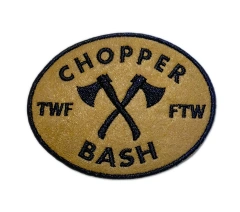 Chopper Bash Felt Embroidered Patch – Crossed Axes Design-Front Side