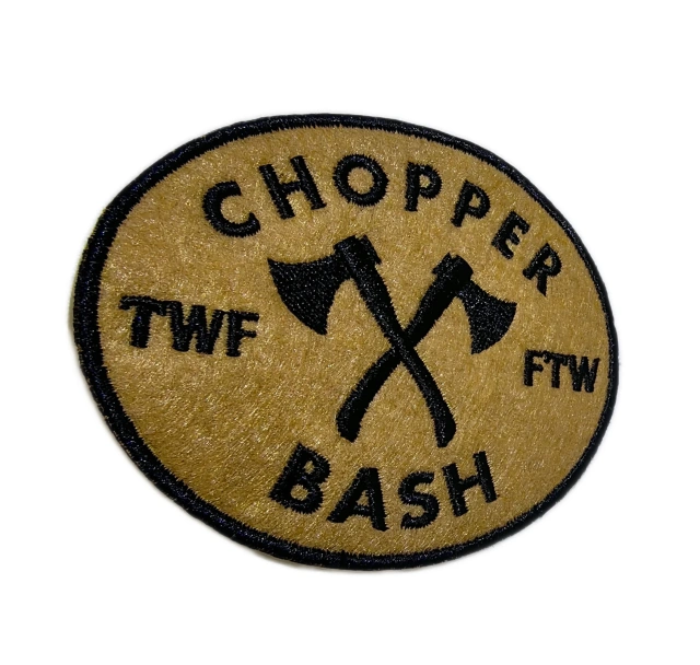 Chopper Bash Felt Embroidered Patch – Crossed Axes Design-Left Side