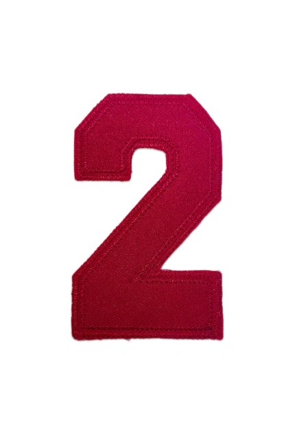 Red Number 2 Athletic Letter Applique – Laser Cut-Front Side