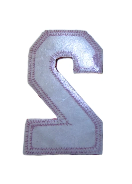 Red Number 2 Athletic Letter Applique – Laser Cut-Back Side