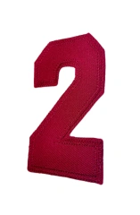 Red Number 2 Athletic Letter Applique – Laser Cut-Right Side