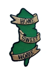 Home Sweet Home Green Map Scroll Embroidered Patch-Left Side