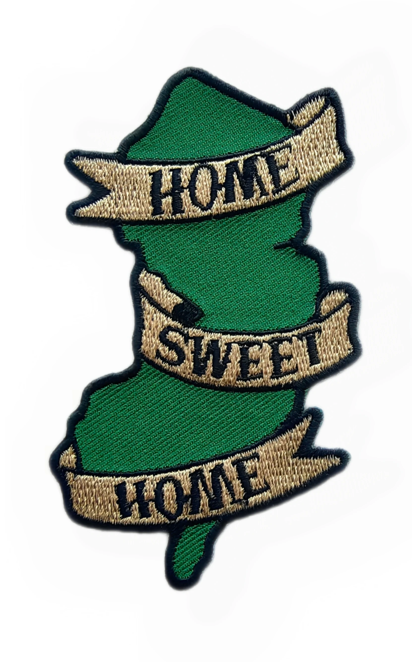 Home Sweet Home Green Map Scroll Embroidered Patch-Front Side
