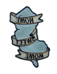 Home Sweet Home Green Map Scroll Embroidered Patch-Back Side