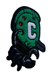 Green Football Helmet Chenille Patch with Letter C and Scorpion-Left Side
