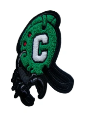 Green Football Helmet Chenille Patch with Letter C and Scorpion-Right Side