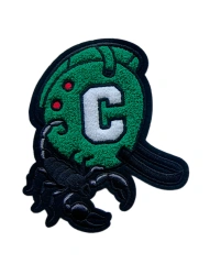 Green Football Helmet Chenille Patch with Letter C and Scorpion-Front Side