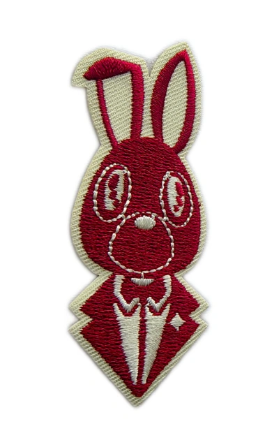 Red Stylish Rabbit Embroidered Patch with Glasses and Suit-Left Side