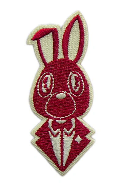 Red Stylish Rabbit Embroidered Patch with Glasses and Suit-Front Side