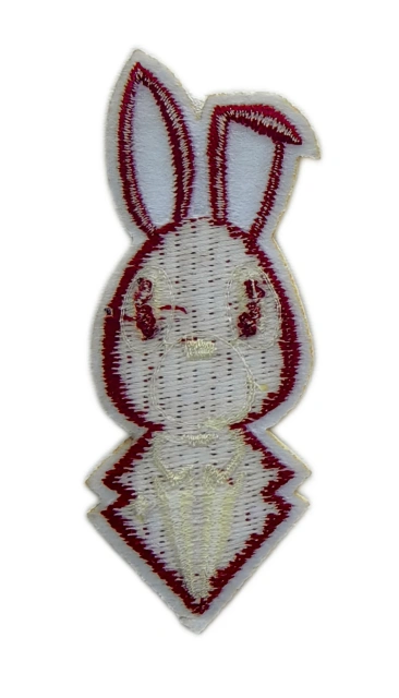 Red Stylish Rabbit Embroidered Patch with Glasses and Suit-Back Side