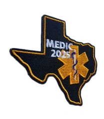 Texas Medic 2025 Star of Life Embroidered Patch-Left Side